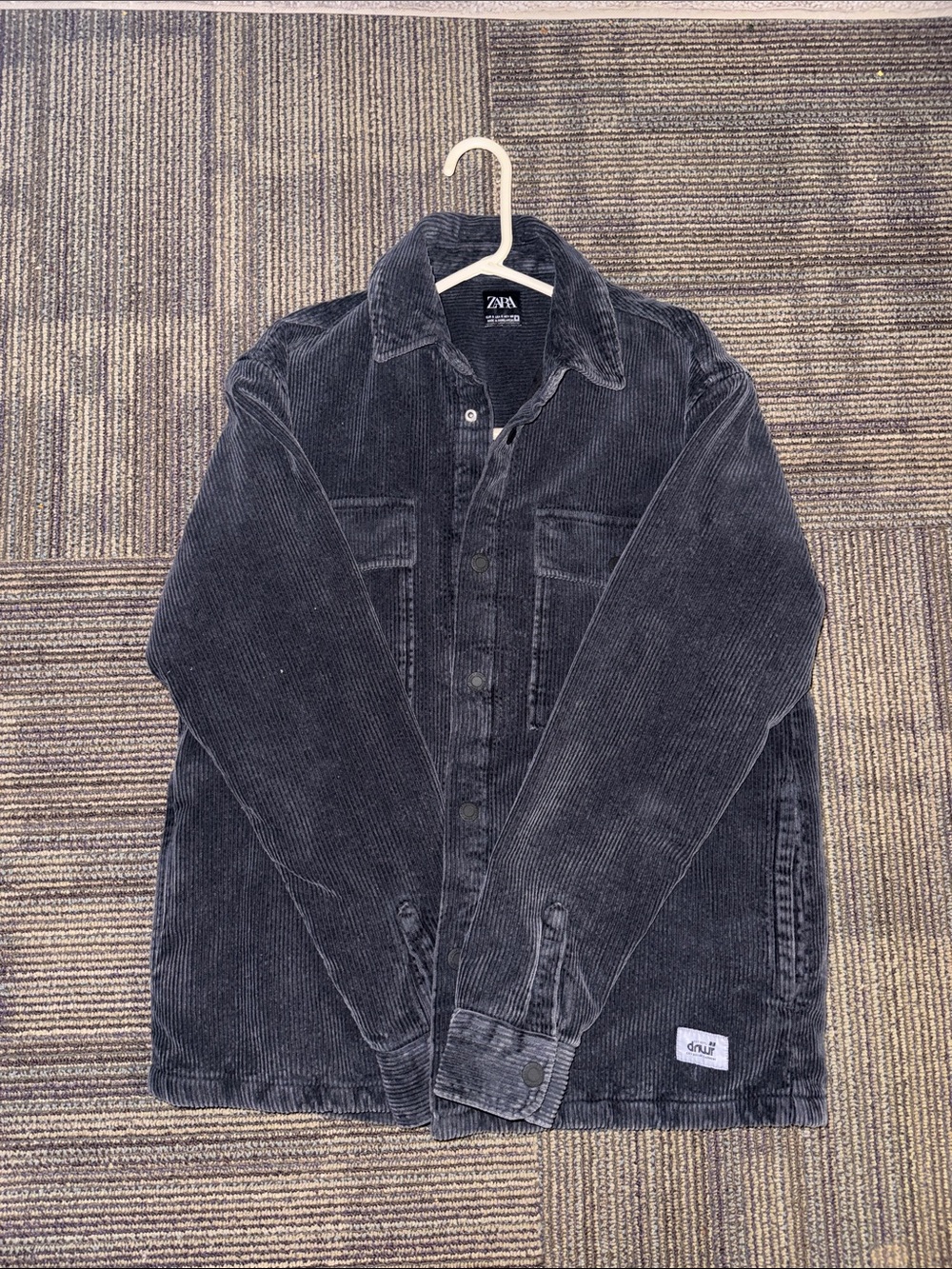 Zara Navy Corduroy Shirt Jacket